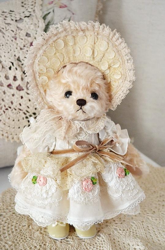 antique dress teddy bear
